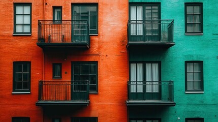 Vibrant urban architecture colorful balconies cityscape modern environment elevated viewpoint artistic concept