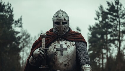 Medieval Knight in Forest: A Powerful Image of Chivalry and History