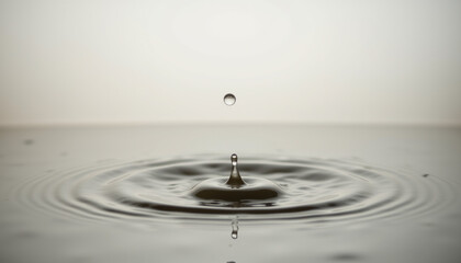 Water droplet creating ripples in still water