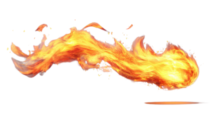 Realistic fire flames burning effect with transparent background