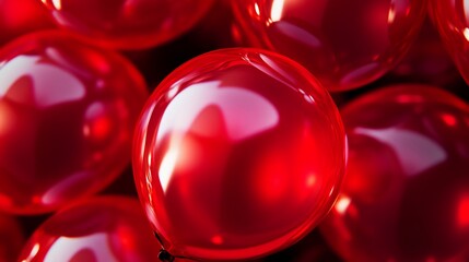 Close-up of many shiny red balloons. (1)