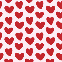 Red hearts pattern. Vector illustrations in flat style