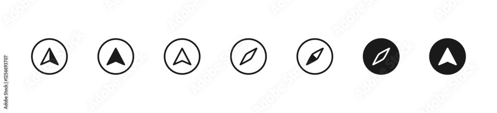 Poster Discovery compass icon set. discover navigation orientation icons with arrow direction symbol . explore browse icon