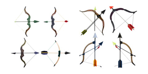 Traditional and Modern Archery Equipment Set Illustrations