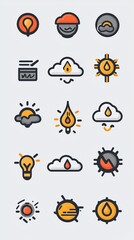 Collection of weather, energy, and idea icons.
