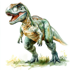 Clipart featuring dinosaur, isolated on white background, Watercolor Paint style