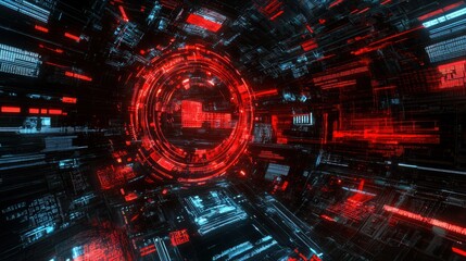 Fototapeta premium Futuristic Digital Abstract Design with Red and Blue Elements