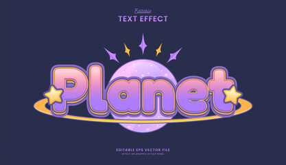 decorative purple planet editable text effect design