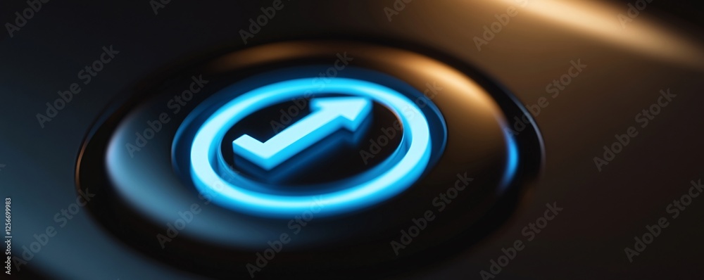 Poster Illuminated check mark button shining against a dark backdrop