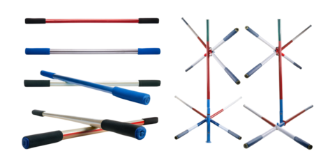 Colorful Sticks in Various Arrangements on a White Background