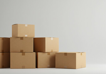 Fototapeta premium Stack of Cardboard Boxes on a White Background