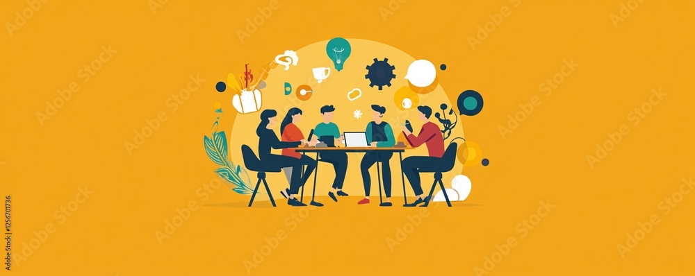 Poster professionals collaborating and generating ideas during a productive business meeting