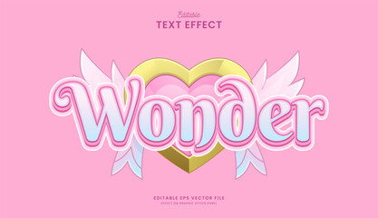 decorative angel heart editable text effect design