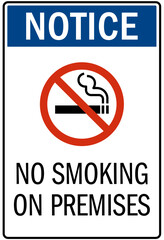 No smoking sign no smoking on premises