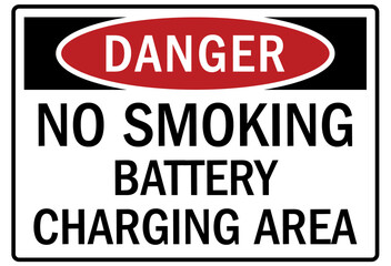 No smoking sign battery charging area