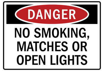 No smoking sign no smokng, matches or open lights