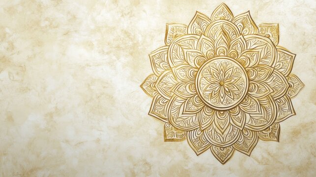 Golden Mandala on Beige Background, Design Element