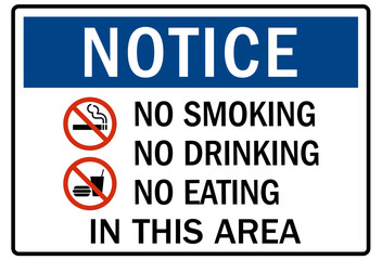Fototapeta premium No smoking sign no smoking no drinking no eating in this area