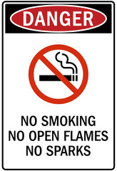 No smoking sign no open fllames no sparks