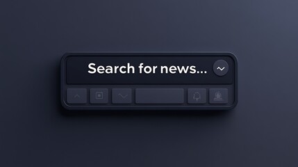 Dark-themed news search bar interface with minimalist design elements.