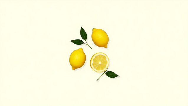 Fresh lemons arranged artistically on a pastel background - evoking zest and freshness - suitable for culinary themes