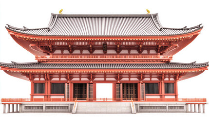 Naklejka premium Stunning Architectural Render of a Traditional Japanese Two Story Gate Building