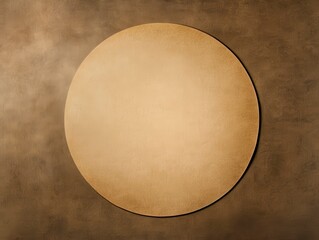 Round Cardboard Disc on Brown Leather Texture Creates a Stylish Background for Design Projects.