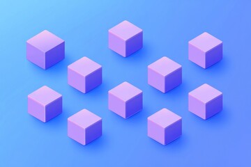 Obraz premium Pastel purple cubes arranged on a light blue background.