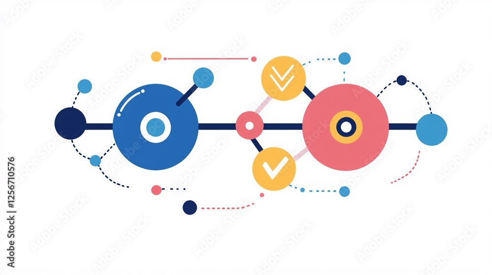 Fototapete Connecting circles and data points with lines in an abstract technological background
