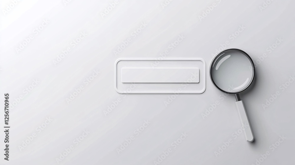 Aufkleber The concept of online searching represented by a magnifying glass hovering over an empty search bar on a white background