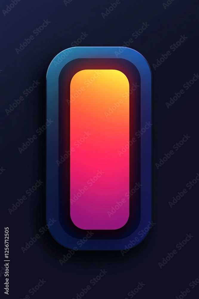 Poster Rounded rectangle shape with a shadow set against a vibrant gradient background