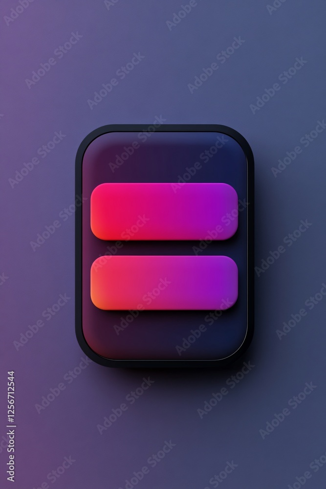 Poster Smartphone screen with two neon buttons is glowing on a gradient background
