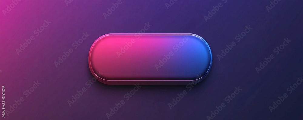 Poster Neon gradient lighting effect on a dark background, ideal for your ui design project - empty rounded rectangle button