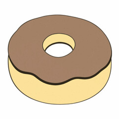 Illustration Donut with Chocolate Glaze Isolated Background Sweet Treat Icon