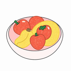 Illustration Fruit Bowl Isolated Background Healthy Food Icon