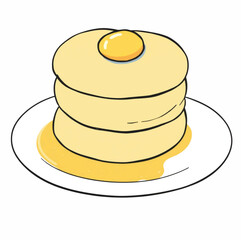 Illustration Stack of Pancakes with Syrup Isolated Background Breakfast Icon