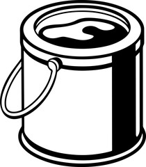 Paint Can Outline - Coloring Book Page Line Art Illustration