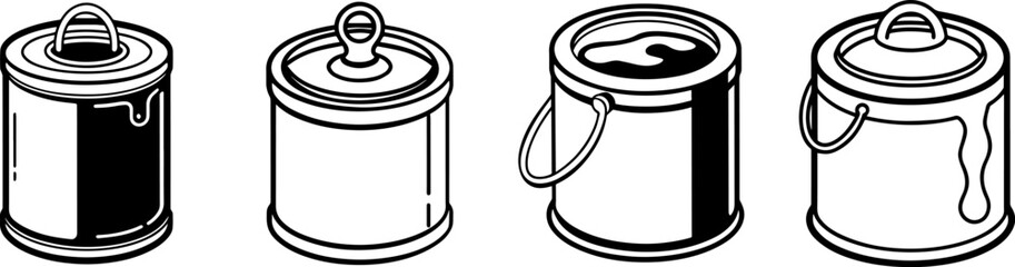 Paint Can Outline - Coloring Book Page Line Art Illustration