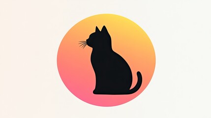 Silhouette of a cat against a vibrant gradient background, showcasing tranquility and elegance