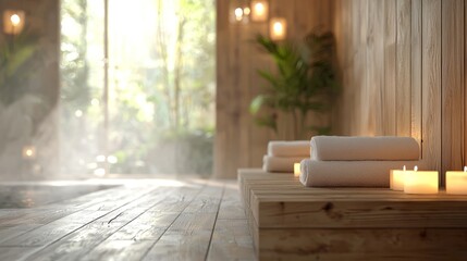 Relaxing Spa Interior with Towels and Candles