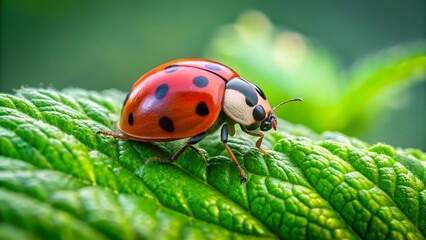 Obraz premium Ladybug on a Green Leaf