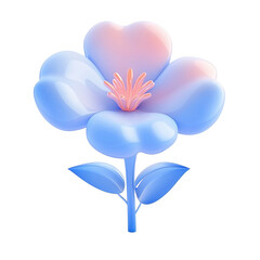 flower, single 3d icon, minimalism, Glassmorphism style, Isometric, 