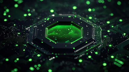 Fototapeta premium Hexagonal abstract metal background with glowing elements, futuristic design perfect for industrial or modern digital themes. 
