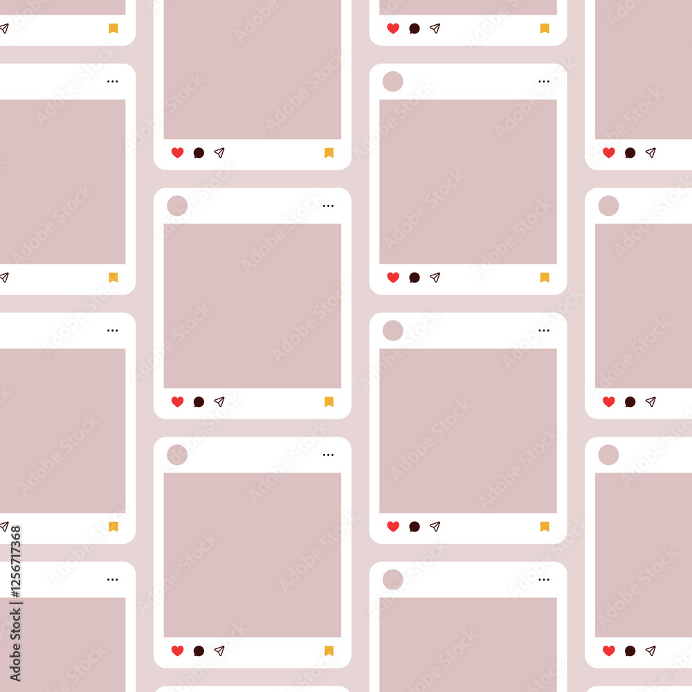 Poster social media post mockup frame vector template. social media carousel post photos frame, post mock up. mobile app interface template on social network
