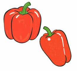 Illustration Bell Pepper Red Isolated White Background for Healthy Cooking Branding