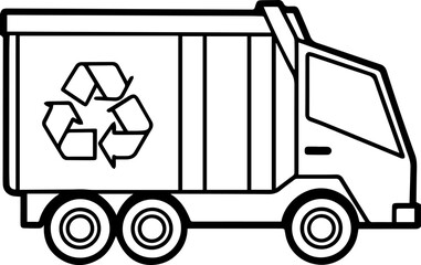 Recycling Truck Outline - Line Art DrawingRecycling Truck Outline - Line Art Drawing