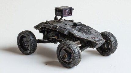 Compact Remote-Controlled Robot Car with Camera Attachment