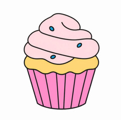 Illustration Cupcake Colorful Isolated Background Food Icon