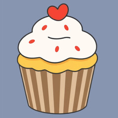 Illustration Cupcake Decorated Isolated White Background Food Icon