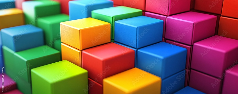 Poster colorful cubes forming a big colorful structure background
